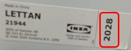 Recalled IKEA LETTAN Mirror date stamp