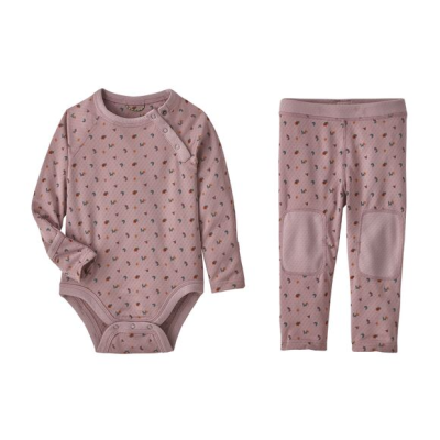 Recalled Infant Capilene Midweight Base Layer Set in pink with small graphics