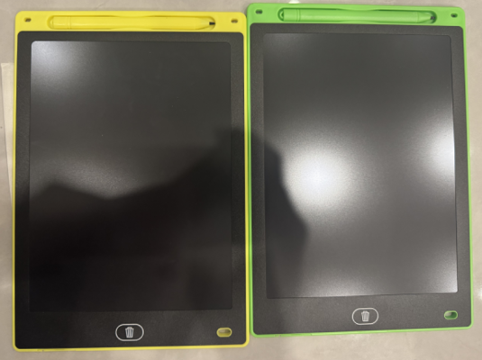 Recalled KTEBO Writing Tablet Toys in Yellow/Green (front)