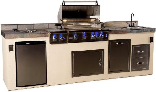 Recalled Paradise Grills GX10/12 Outdoor Kitchen (shown with grill, access door, and optional side burner, sink, trash drawer, double drawers and refrigerator)
