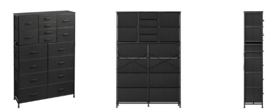 Recalled WLIVE Fabric 16-Drawer Dresser in Charcoal Black