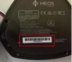 HEOS, the model and serial numbers are located on bottom of base