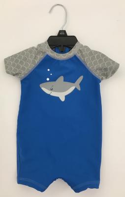 Recalled blue and gray with shark Wave Zone Zip Swimsuit