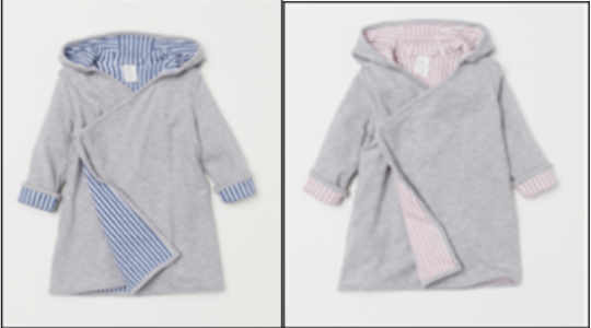Recalled gray children’s hooded bathrobe in blue or pink