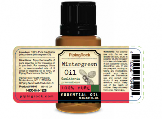 PipingRock wintergreen 100% pure essential oil – label