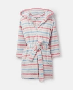  205706-MULTSTRIP White robe with pink and blue stripes  100% polyester XS, S, M, L
