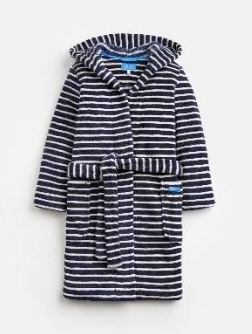  203219-FRNVSTRP White and navy blue striped robe  100% polyester XS, S, M, L