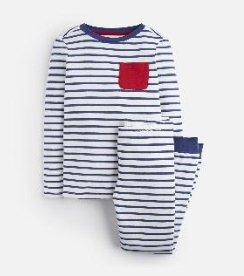  Z_ODRKIPWLL-CREMBLUSTP Blue and white striped pajama with red pocket  97% cotton 3% elastane 1 through 12