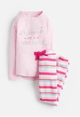  Z_ODRSLEPWL-PAWESME Pink pajama with slogan  97% cotton 3% elastane 1 through 12