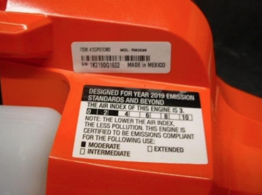 Model and serial numbers are located on a white label on the product