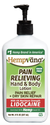 Recalled Hempväna Pain Relieving Hand & Body Lotion with Lidocaine 8 ounce bottle with pump