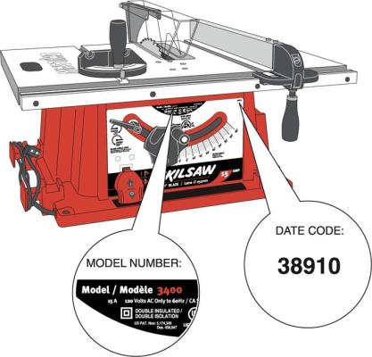 Recalled Skil® Table Saw Model 3400