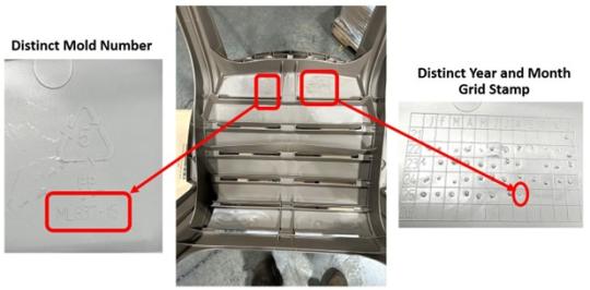 “ML837-15” and the manufacture date of August 2025 are molded on the underside of the recalled chairs