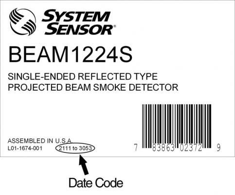 Label on System Sensor smoke detectors