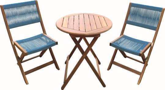 Recalled TJX Foldable wood and rope bistro set chairs (blue)