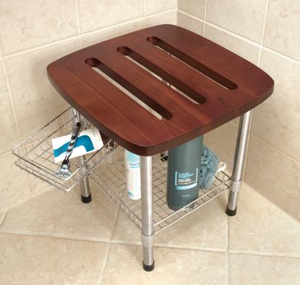 Teak shower stool