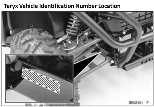 Teryx vehicle identification number (VIN) location 