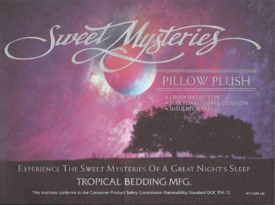 Recalled Sweet Mysteries Mattress Label