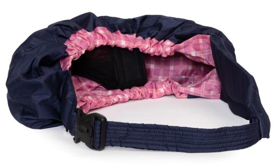 Vera Natura Sling Carrier with pink and white plaid inner fabric