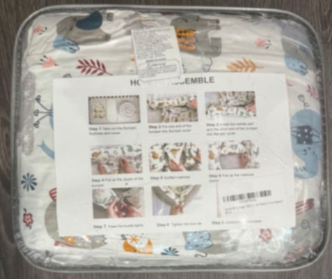 Violative Fasando Baby Lounger Packaging with Manufacturing Information Label 