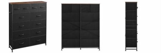 Recalled WLIVE Fabric 12-Drawer Dresser in Black Rustic Brown