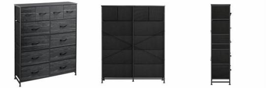 Recalled WLIVE Fabric 12-Drawer Dresser in Charcoal Black Wood Grain