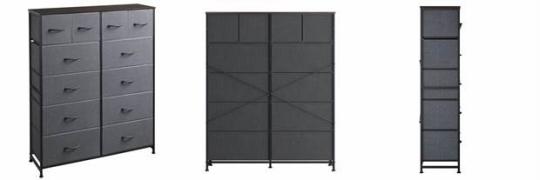 Recalled WLIVE Fabric 12-Drawer Dresser in Dark Grey
