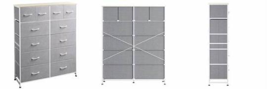 Recalled WLIVE Fabric 12-Drawer Dresser in Light Grey