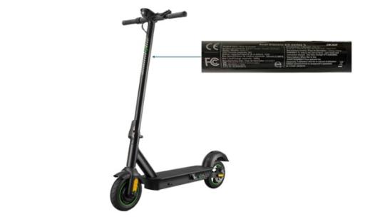 Location of Model Number on the Recalled Folding Electric Scooter