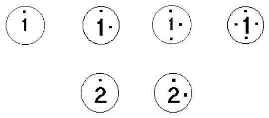 Number and dot sequence indicating the date of manufacture