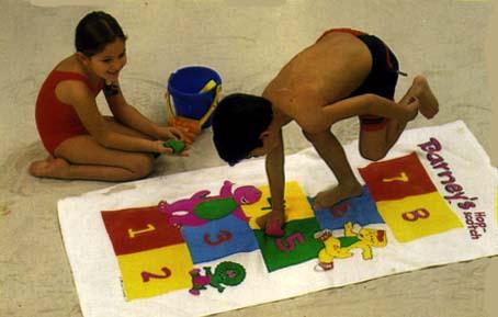 Barney Hopscotch Game Towel sold with recalled beanbags