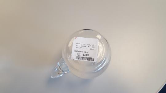 Style number label on the bottom of the recalled glass beer mugs