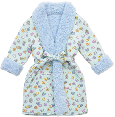 Recalled Bellabu Bear Children’s Robe - Candy Hearts Blue
