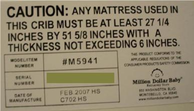 Recalled Crib Label