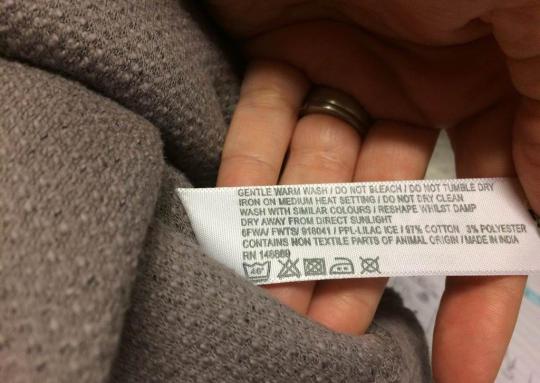 Style number on inside care label 