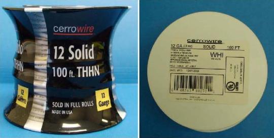 Recalled solid THHN Electrical Wire