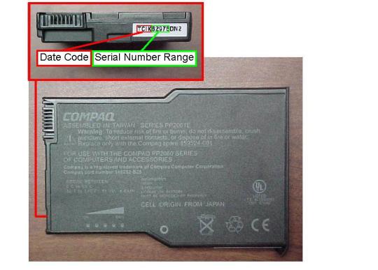 Recalled Battery pack used with Compaq Armada notebook computer