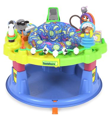 Recalled children's activity center with attached toy trackq