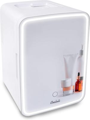 Recalled Cooluli 10-Liter and 15-Liter Minifridge – white with photo of cosmetic items