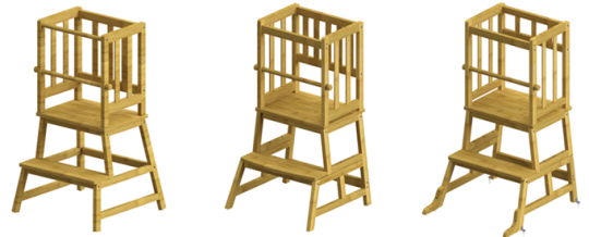 Recalled Cosyland Children’s Tower Stool: Version 1 (left) Version 2 (middle) and Version three (right)