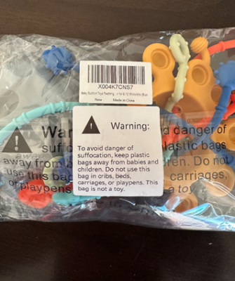 Recalled CuddleCubs Creations Baby Highchair Teething Toy Set (outer packaging) 