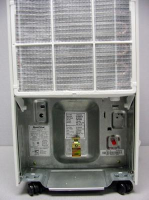 Location of model number on portable dehumidifier