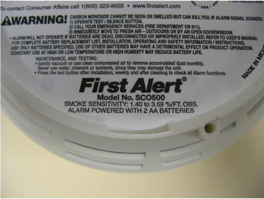 Label on Recalled Smoke and Combination Smoke/Carbon Monoxide Alarms