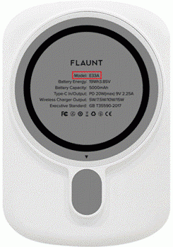 Label with model number (back of charger) 