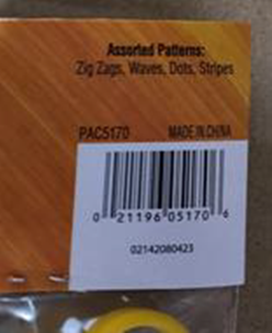 Location of model number and lot code on packaging