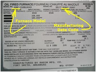 Recalled Furnace Label