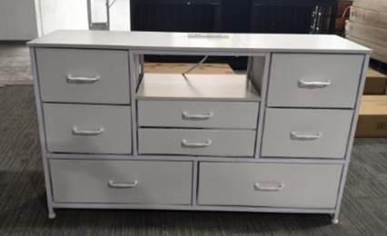 Recalled Furnulem Fabric 8-Drawer Dresser in white (front)