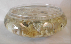 Recalled Gel Candle - Large Oval Bowl with Sand & Shells, Model #109-XL
