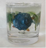Recalled Gel Candle - Tumbler with Blue Roses & Leaves, Model #805-11