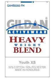 Recalled Gildan Sweatshirt label
